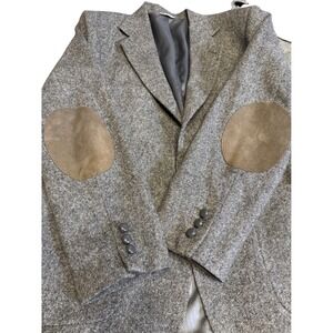 Courtney‎ Tweed Blazer Elbow Patch Wool Mens Gray Sport Coat Jacket
